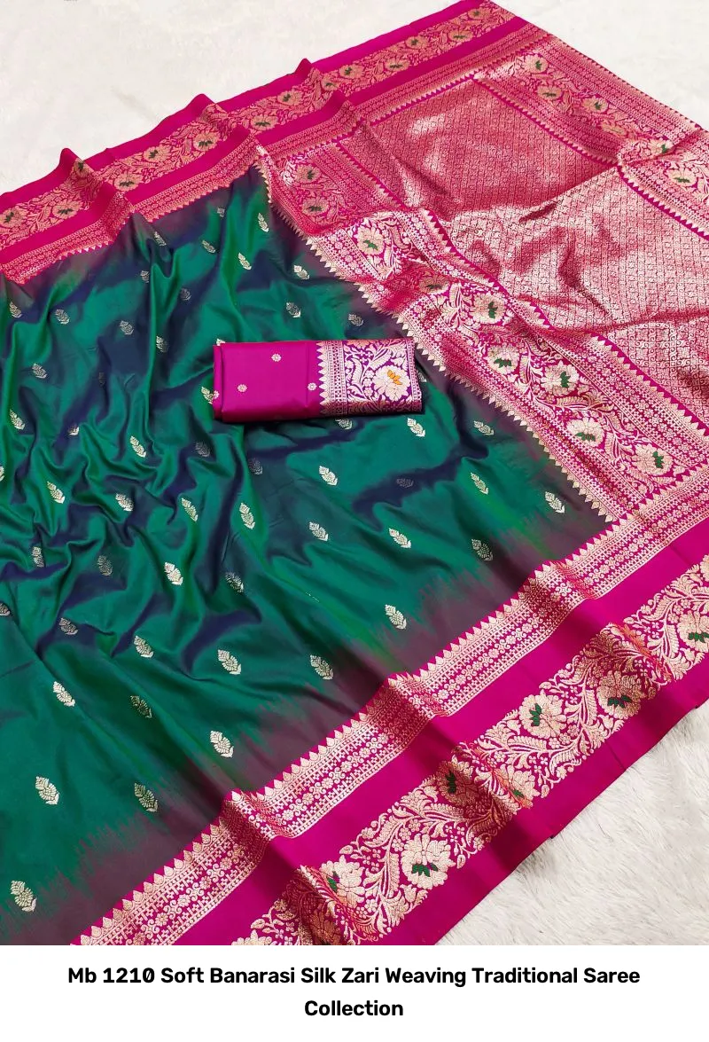 Mb 1210 Soft Banarasi Silk Zari Weaving Traditional Saree Collection - Image 11