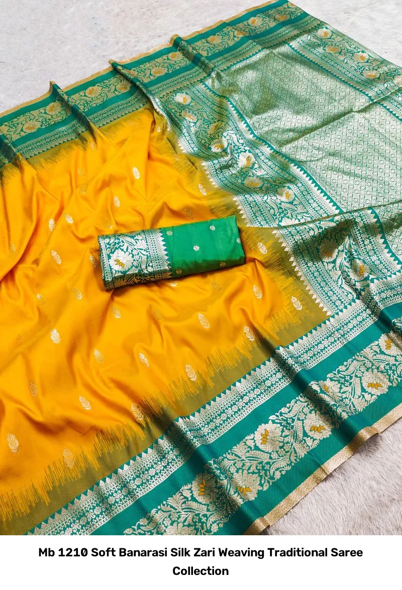 Mb 1210 Soft Banarasi Silk Zari Weaving Traditional Saree Collection - Image 3