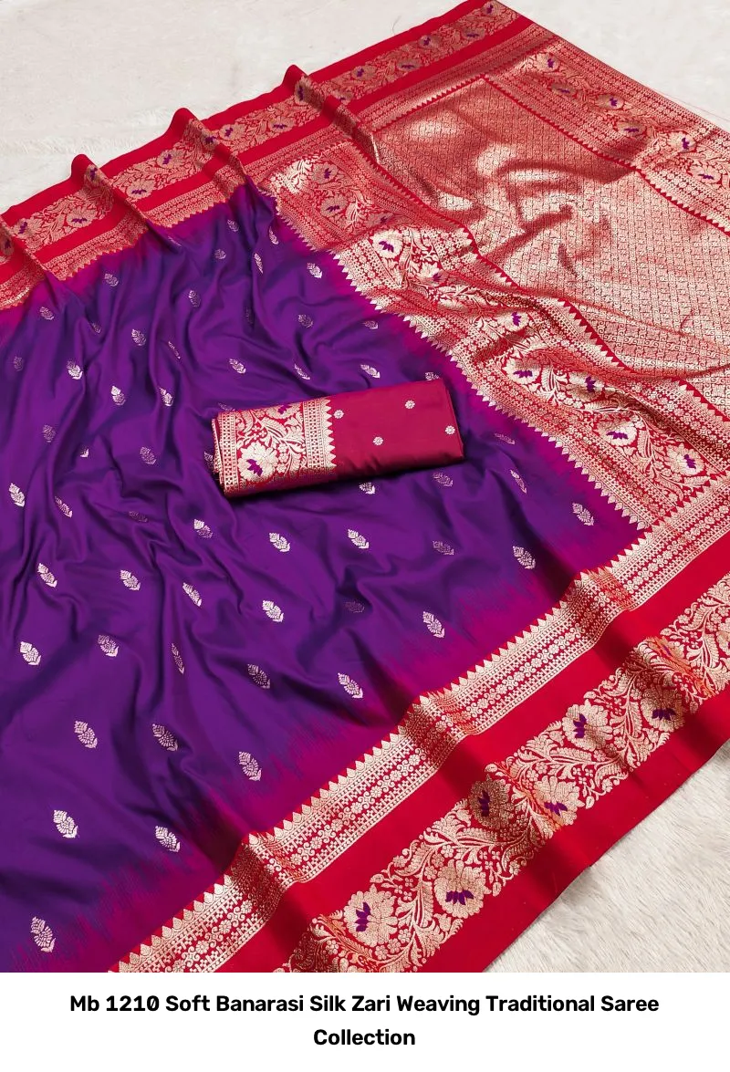 Mb 1210 Soft Banarasi Silk Zari Weaving Traditional Saree Collection - Image 6