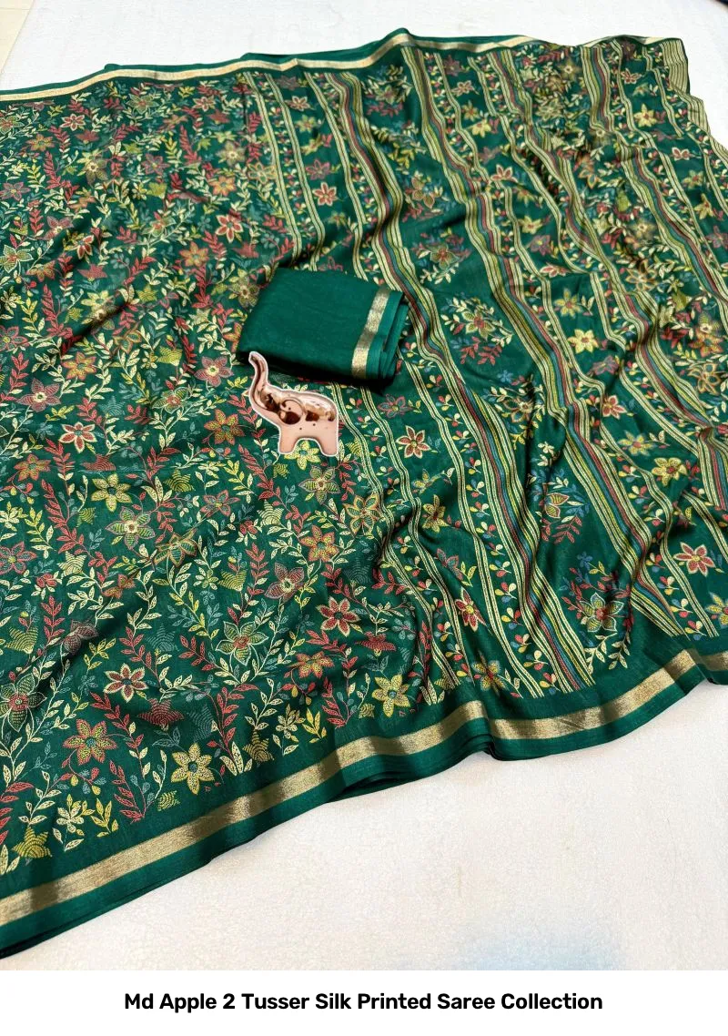 Md Apple 2 Tusser Silk Printed Saree Collection - Image 10