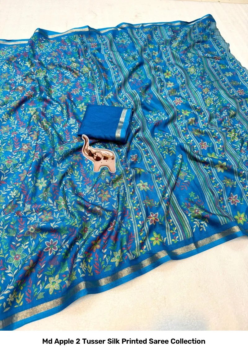 Md Apple 2 Tusser Silk Printed Saree Collection - Image 12
