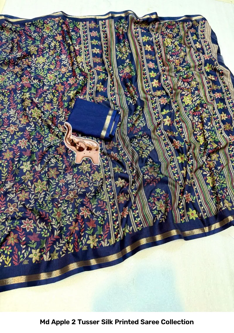 Md Apple 2 Tusser Silk Printed Saree Collection - Image 13