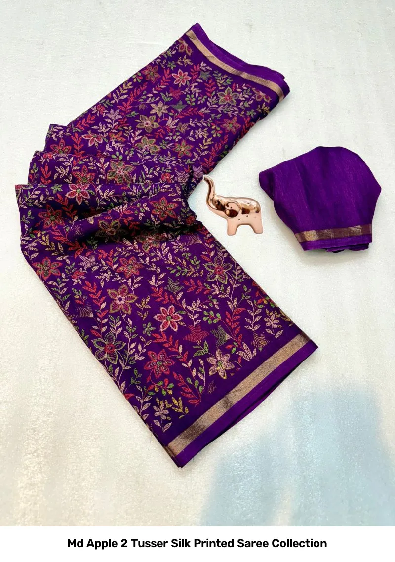 Md Apple 2 Tusser Silk Printed Saree Collection - Image 15