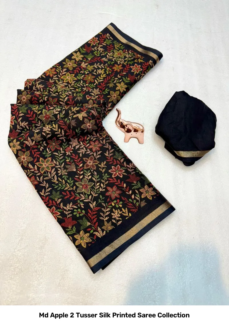 Md Apple 2 Tusser Silk Printed Saree Collection - Image 17