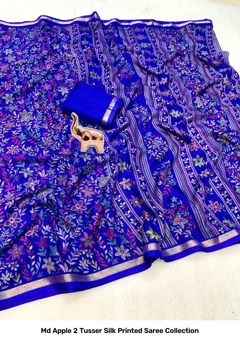 Md Apple 2 Tusser Silk Printed Saree Collection - Image 18