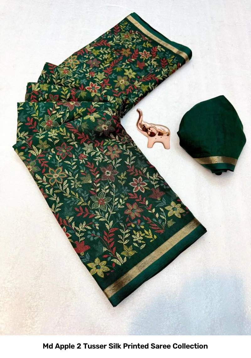 Md Apple 2 Tusser Silk Printed Saree Collection - Image 2