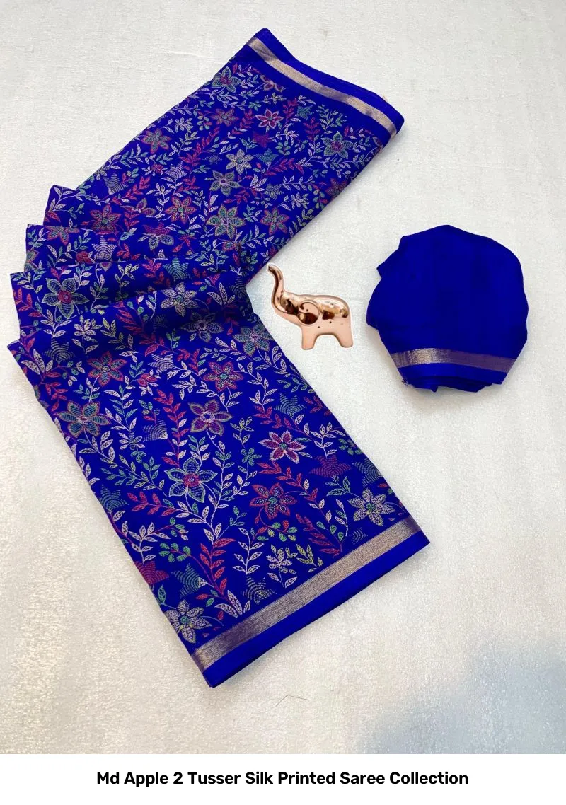 Md Apple 2 Tusser Silk Printed Saree Collection - Image 4