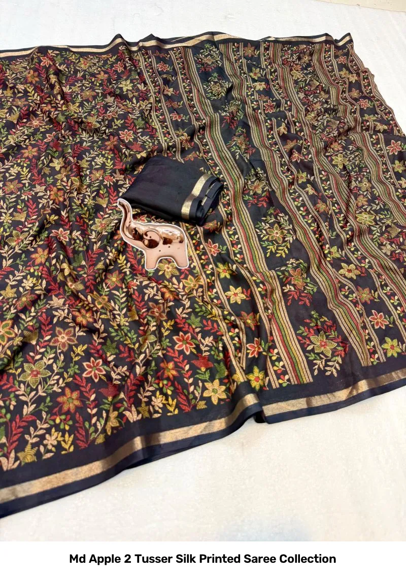 Md Apple 2 Tusser Silk Printed Saree Collection - Image 7