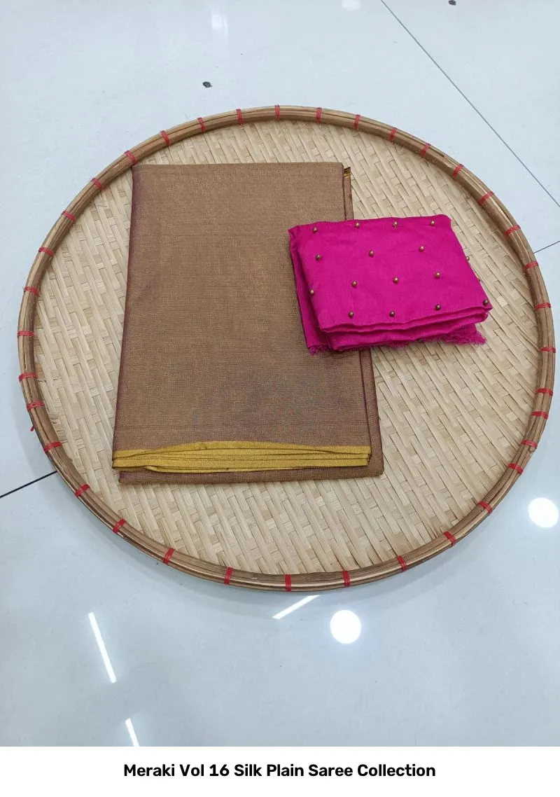 Meraki Vol 16 Silk Plain Saree Collection - Image 3