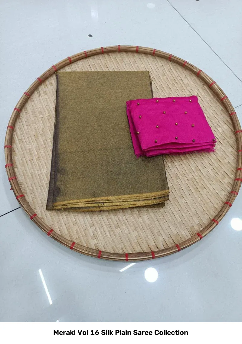 Meraki Vol 16 Silk Plain Saree Collection - Image 5