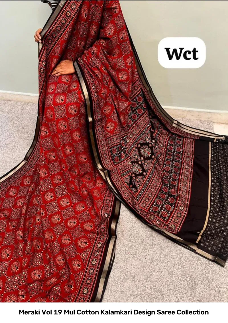 Meraki Vol 19 Mul Cotton Kalamkari Design Saree Collection - Image 6