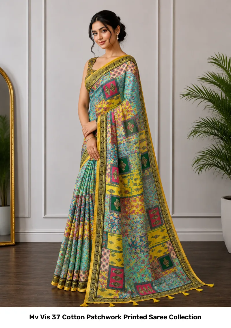 Mv Vis 37 Cotton Patchwork Printed Saree Collection - Image 10