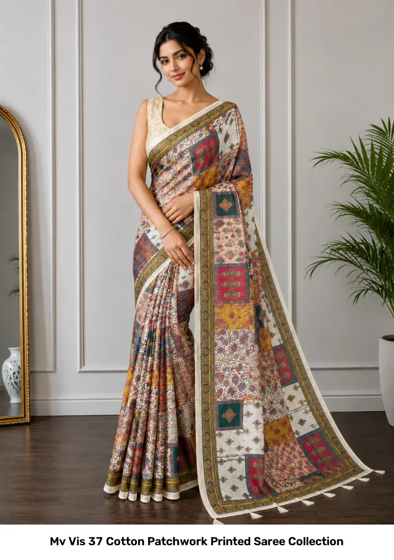 Mv Vis 37 Cotton Patchwork Printed Saree Collection - Image 12