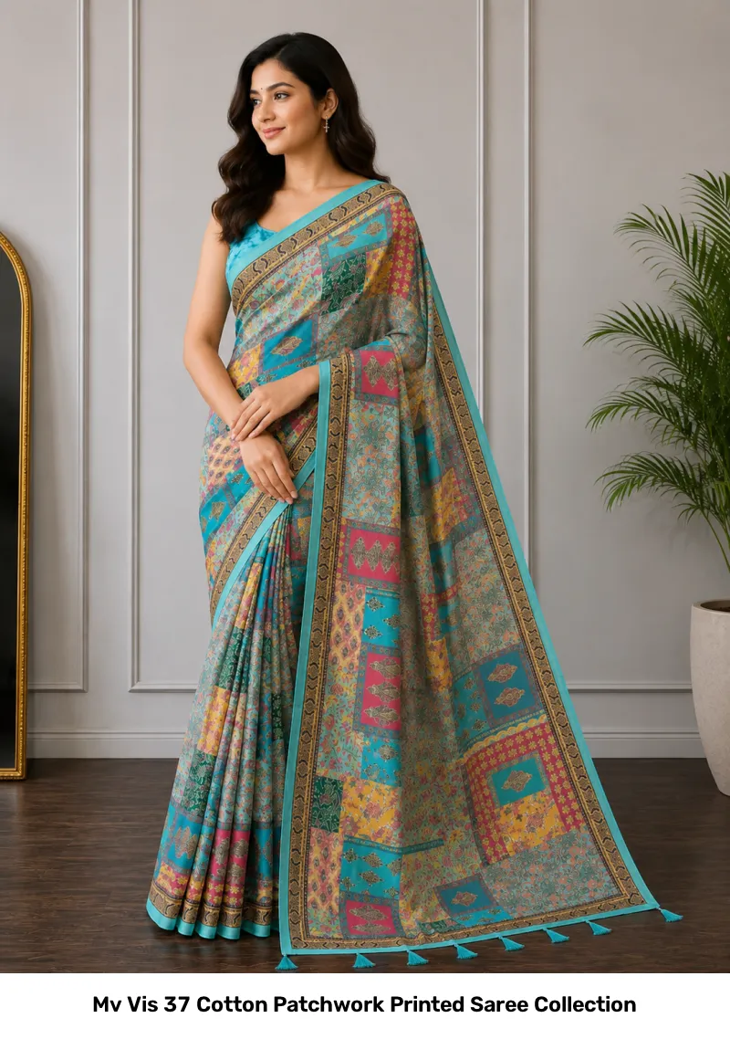 Mv Vis 37 Cotton Patchwork Printed Saree Collection - Image 2