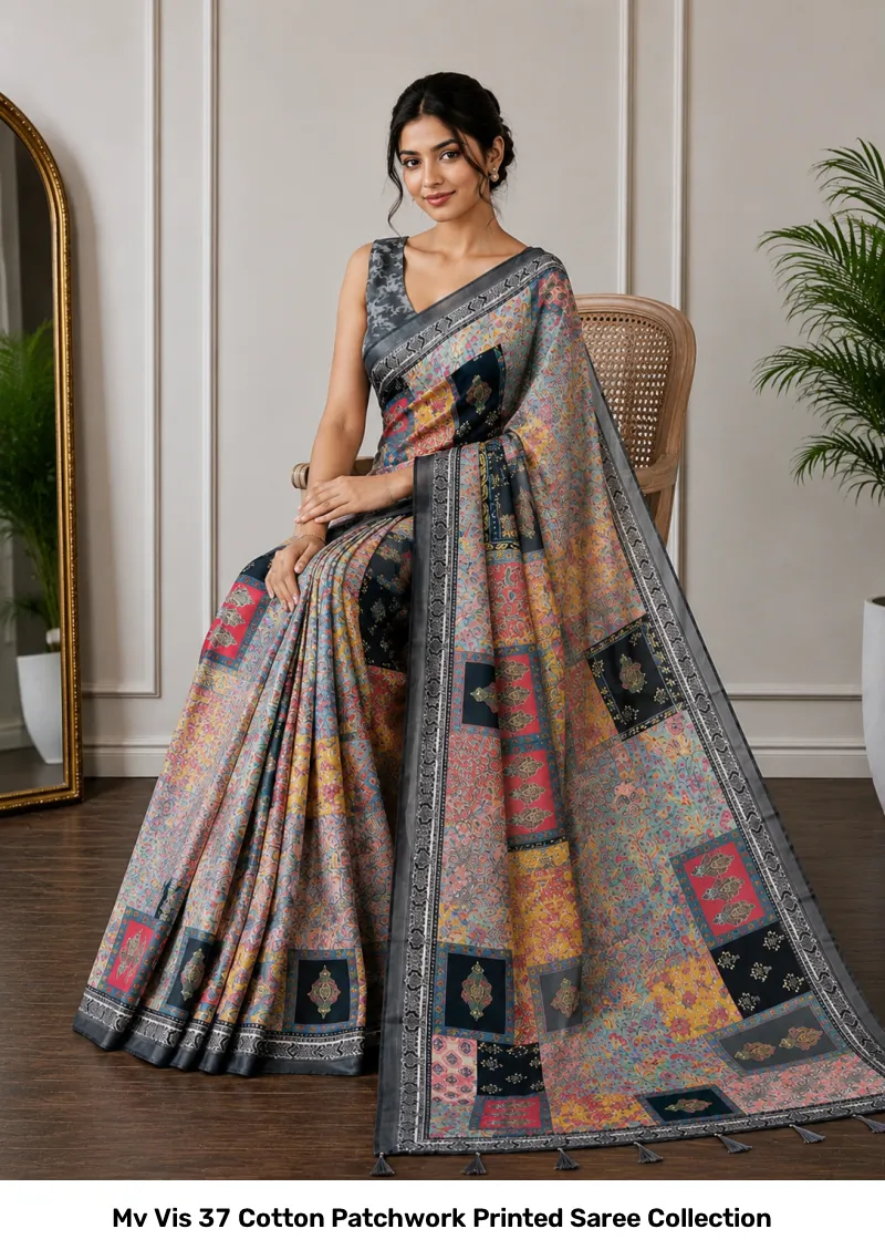 Mv Vis 37 Cotton Patchwork Printed Saree Collection - Image 8