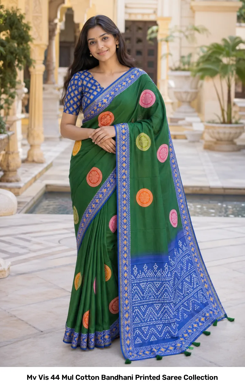 Mv Vis 44 Mul Cotton Bandhani Printed Saree Collection - Image 10