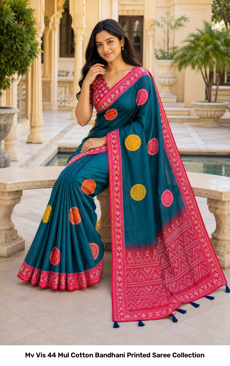 Mv Vis 44 Mul Cotton Bandhani Printed Saree Collection - Image 12