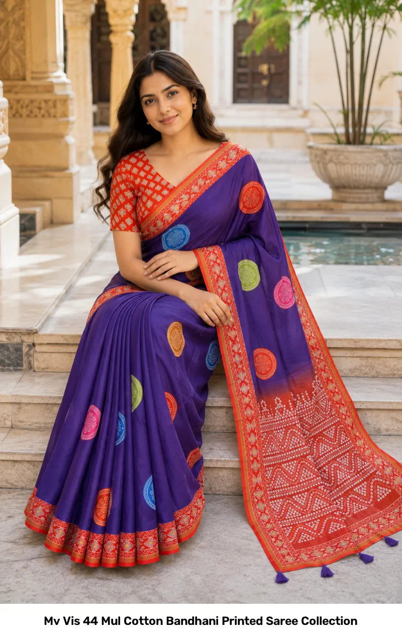Mv Vis 44 Mul Cotton Bandhani Printed Saree Collection - Image 13