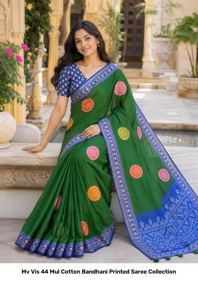 Mv Vis 44 Mul Cotton Bandhani Printed Saree Collection - Image 2
