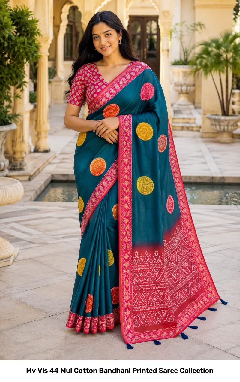 Mv Vis 44 Mul Cotton Bandhani Printed Saree Collection - Image 5