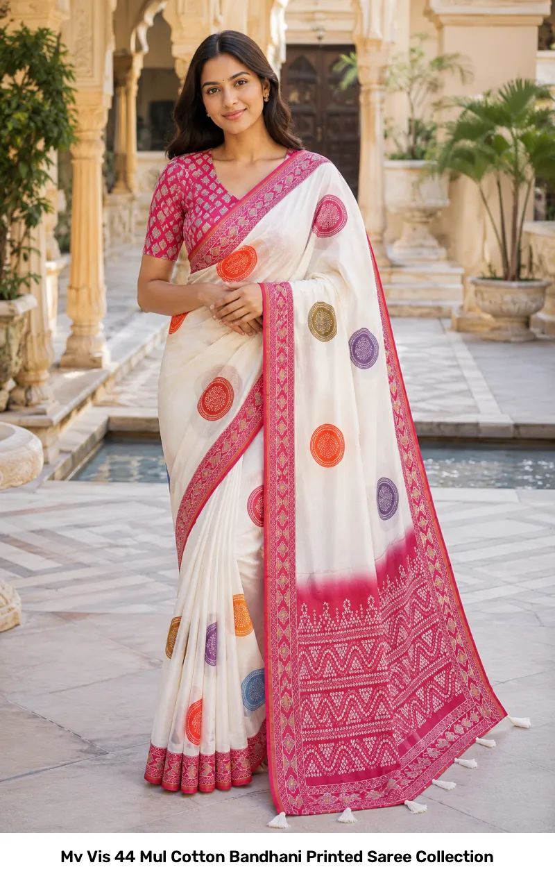 Mv Vis 44 Mul Cotton Bandhani Printed Saree Collection - Image 6