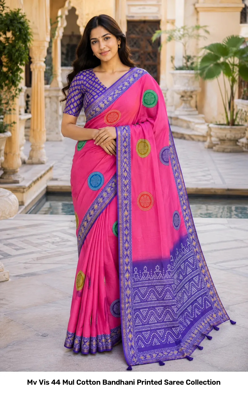 Mv Vis 44 Mul Cotton Bandhani Printed Saree Collection - Image 7