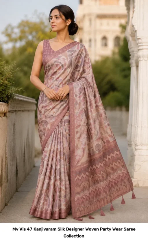 Mv Vis 47 Kanjivaram Silk Designer Woven Party Wear Saree Collection