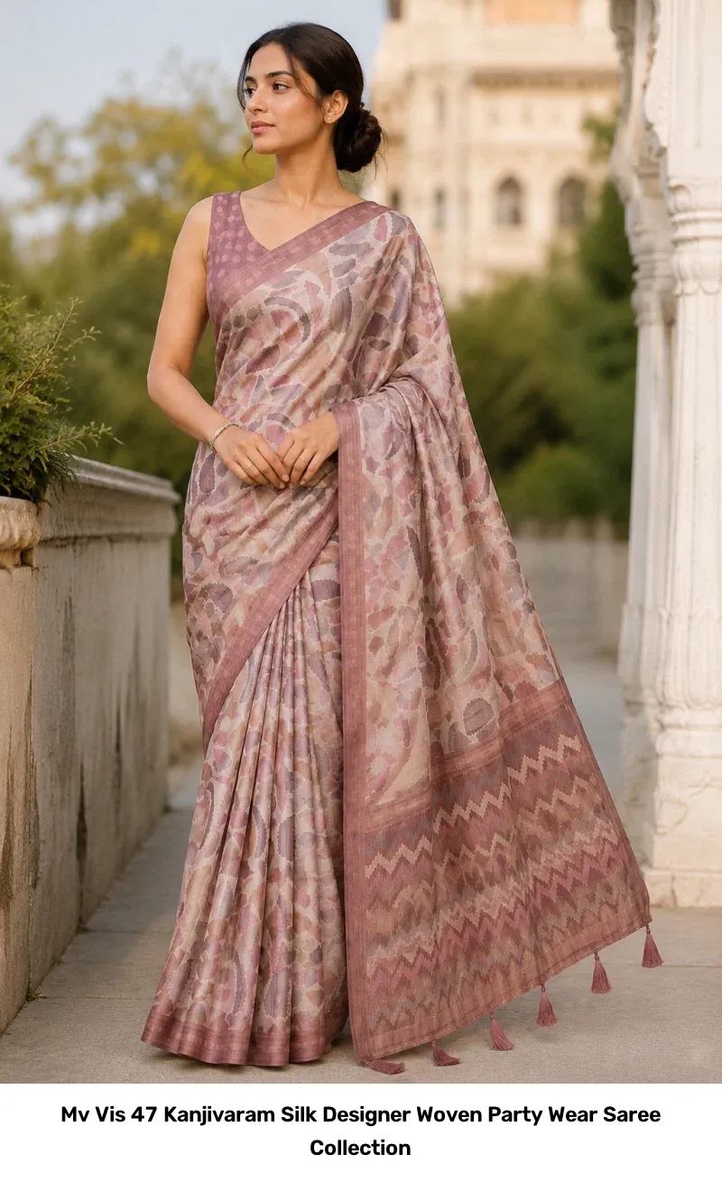 Mv Vis 47 Kanjivaram Silk Designer Woven Party Wear Saree Collection