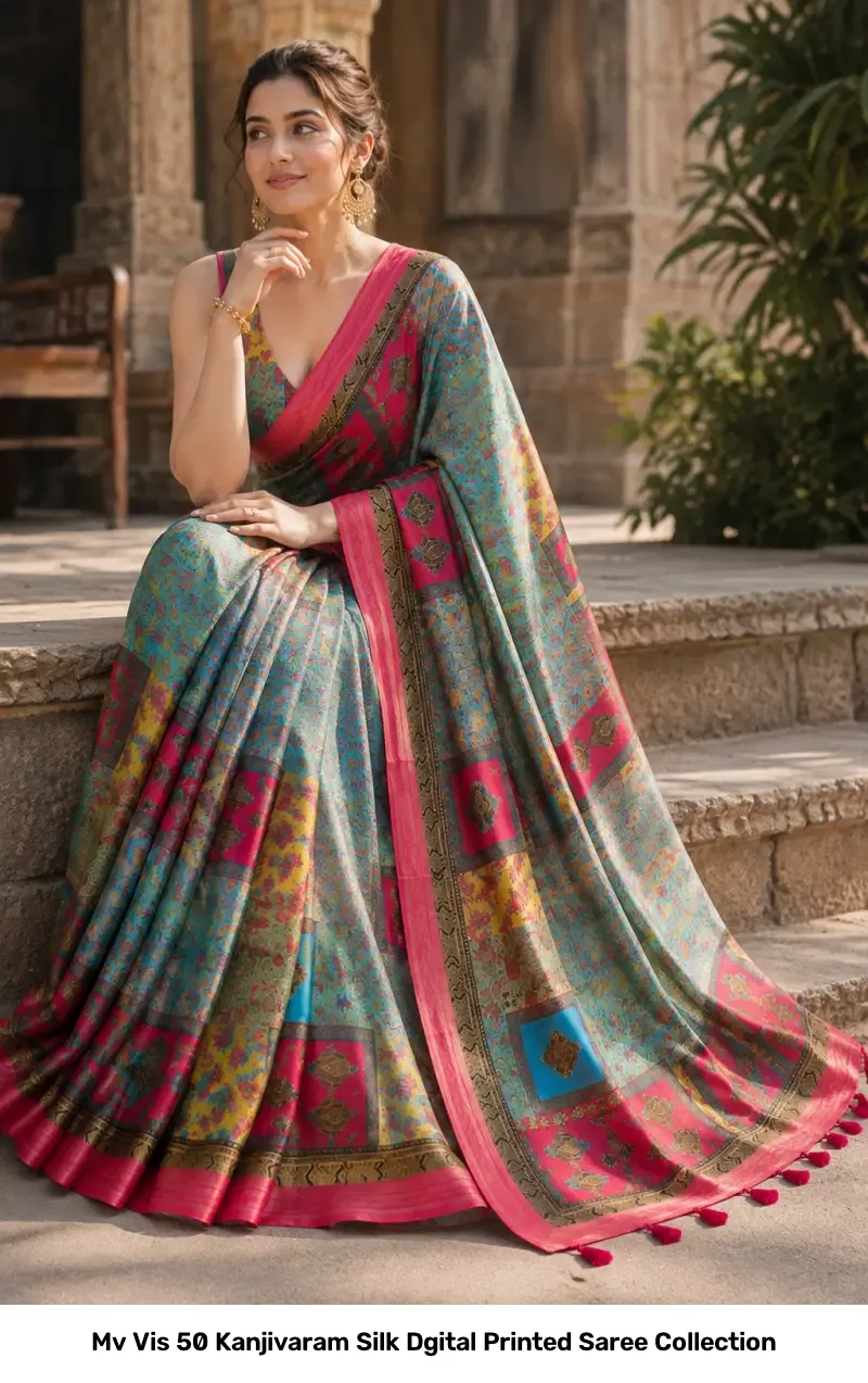 Mv Vis 50 Kanjivaram Silk Dgital Printed Saree Collection