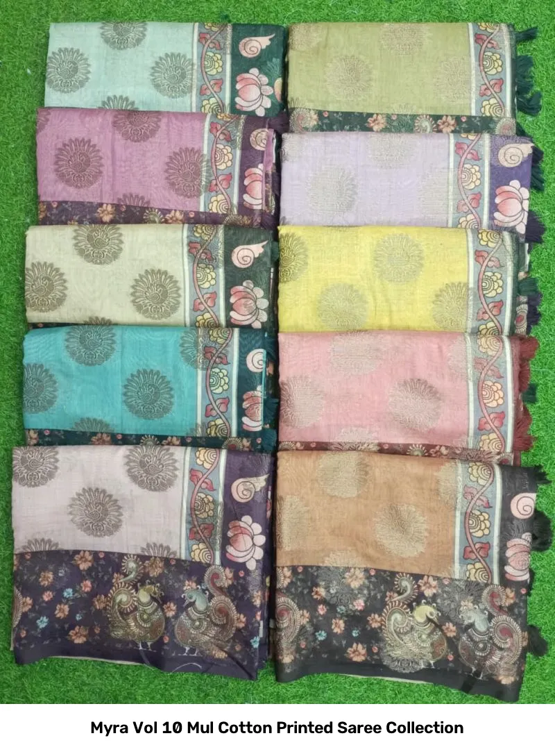 Myra Vol 10 Mul Cotton Printed Saree Collection - Image 11
