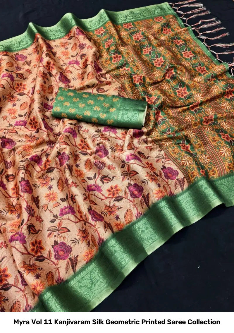 Myra Vol 11 Kanjivaram Silk Geometric Printed Saree Collection