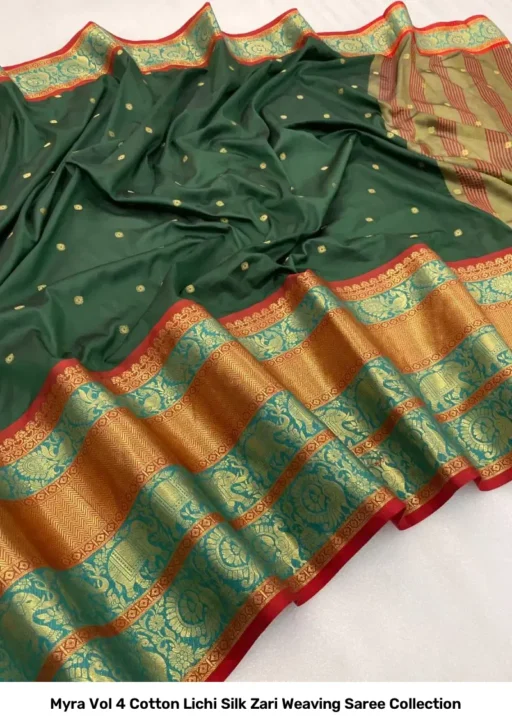 Myra Vol 4 Cotton Lichi Silk Zari Weaving Saree Collection