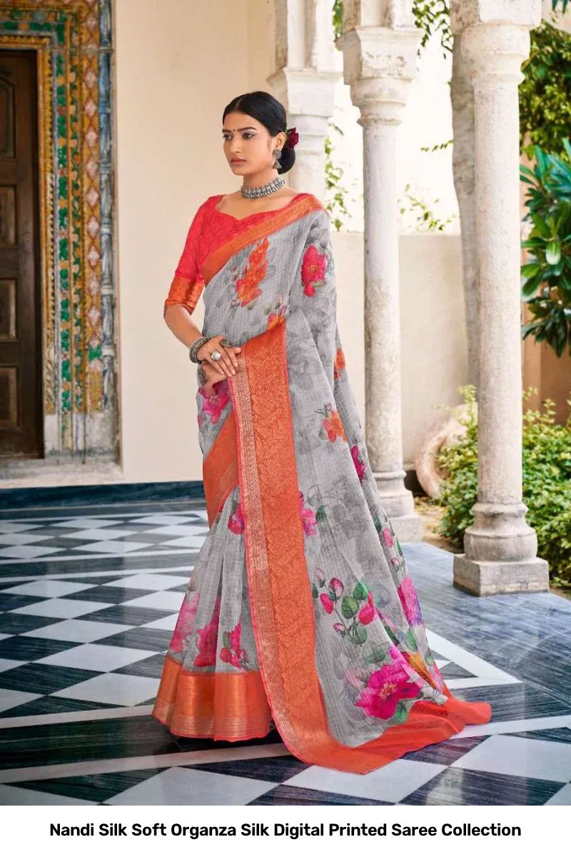 Nandi Silk Soft Organza Silk Digital Printed Saree Collection - Image 3