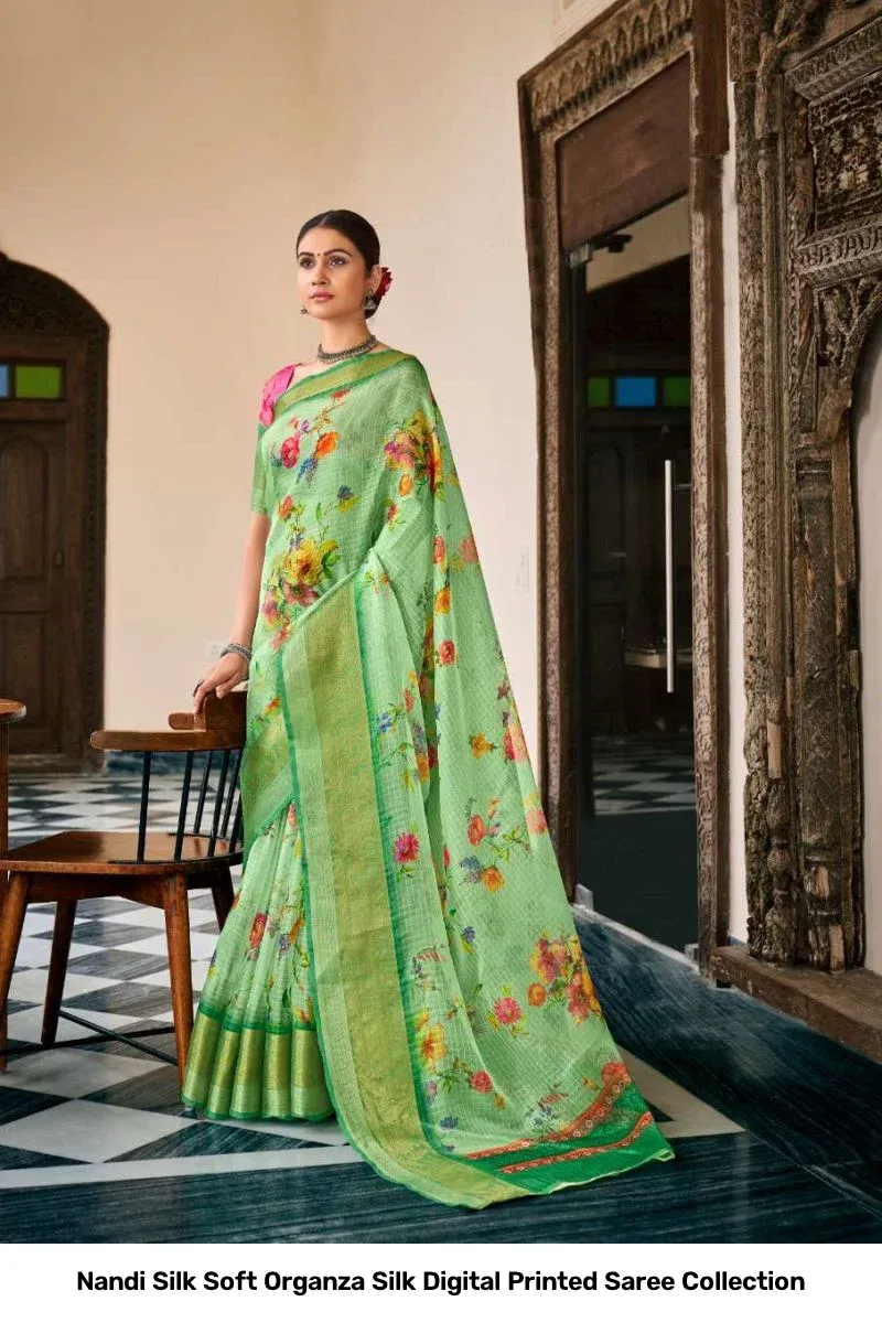 Nandi Silk Soft Organza Silk Digital Printed Saree Collection - Image 4