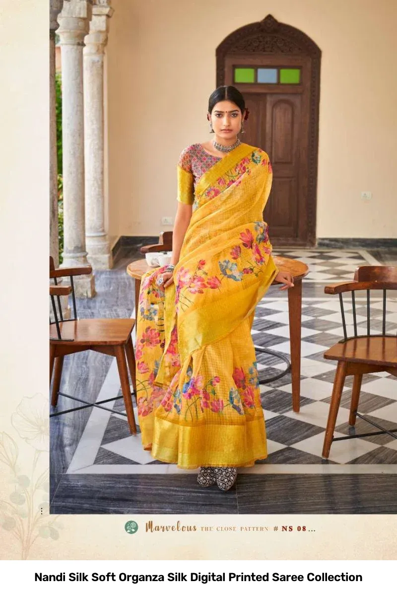 Nandi Silk Soft Organza Silk Digital Printed Saree Collection - Image 5