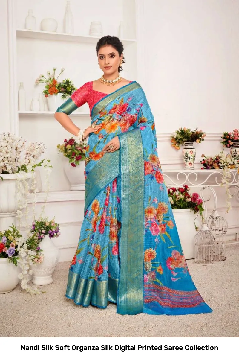 Nandi Silk Soft Organza Silk Digital Printed Saree Collection - Image 6