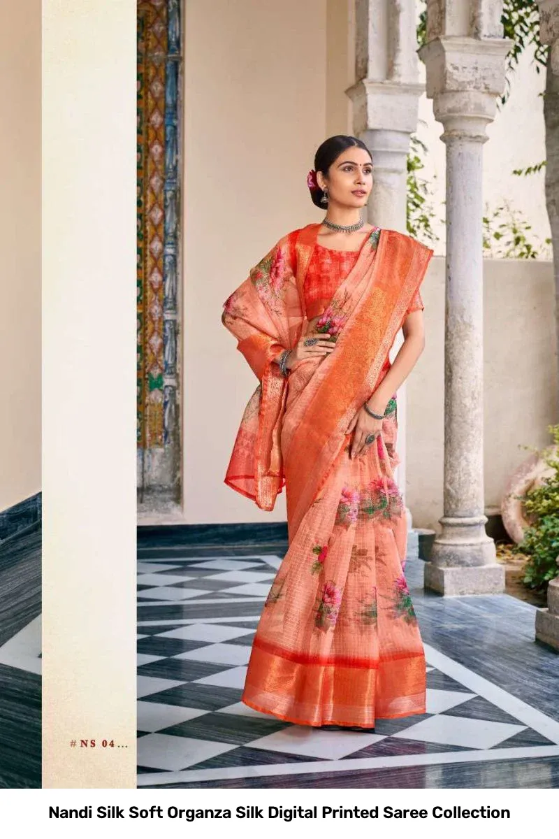 Nandi Silk Soft Organza Silk Digital Printed Saree Collection - Image 7