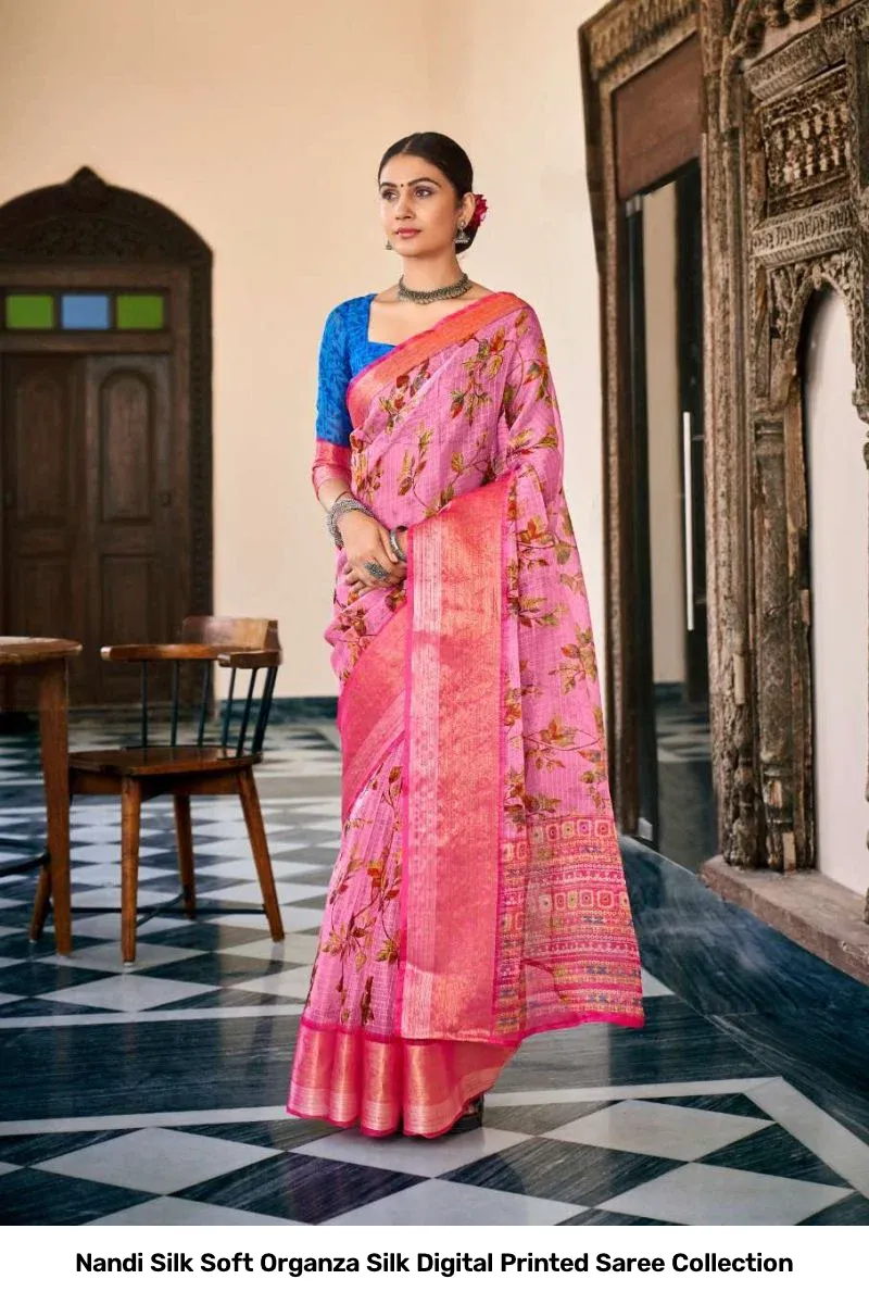 Nandi Silk Soft Organza Silk Digital Printed Saree Collection - Image 8