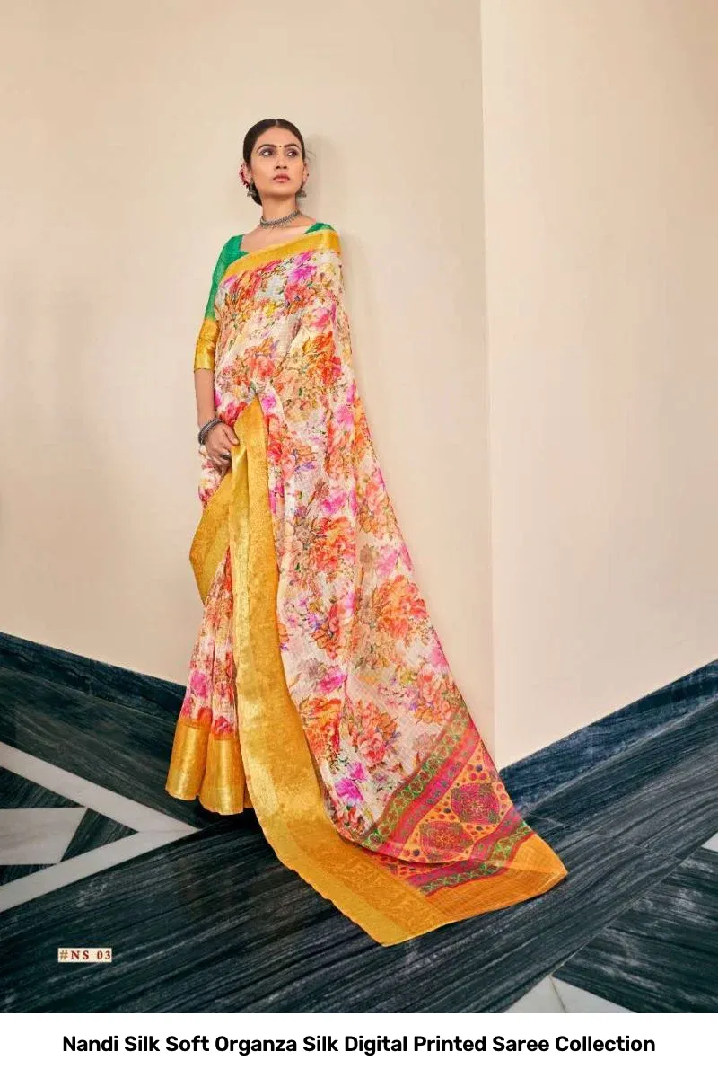 Nandi Silk Soft Organza Silk Digital Printed Saree Collection - Image 9