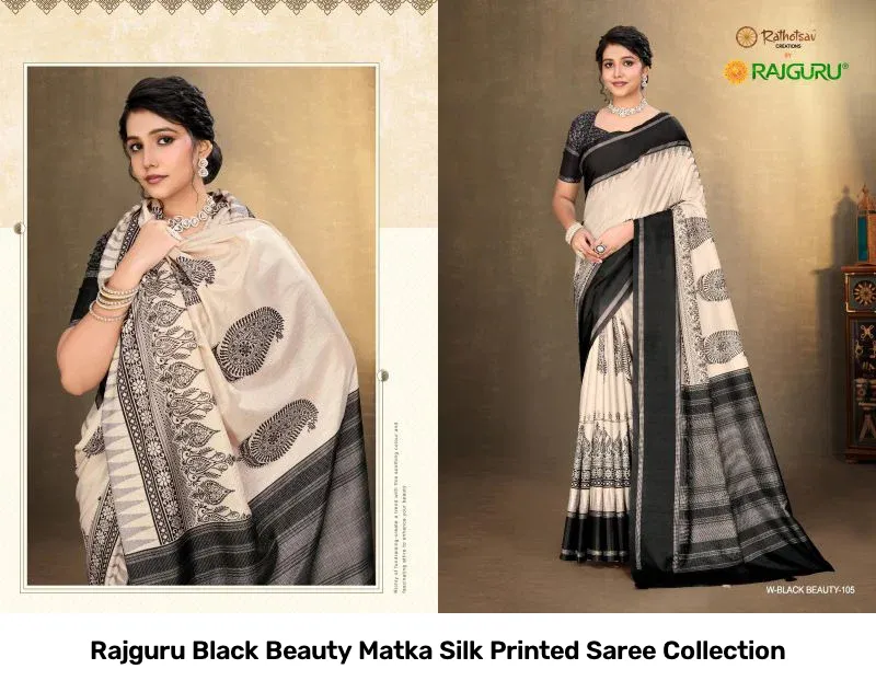 Rajguru Black Beauty Matka Silk Printed Saree Collection - Image 2