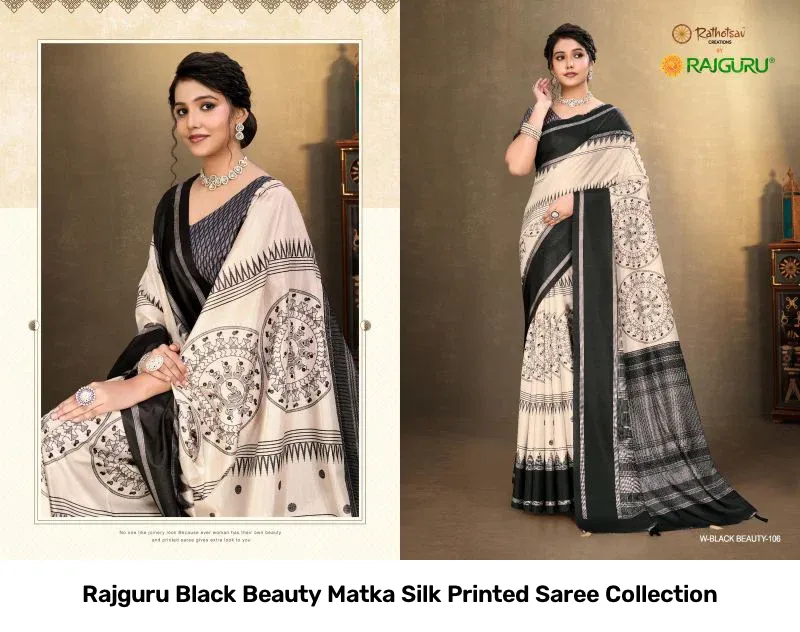 Rajguru Black Beauty Matka Silk Printed Saree Collection - Image 7