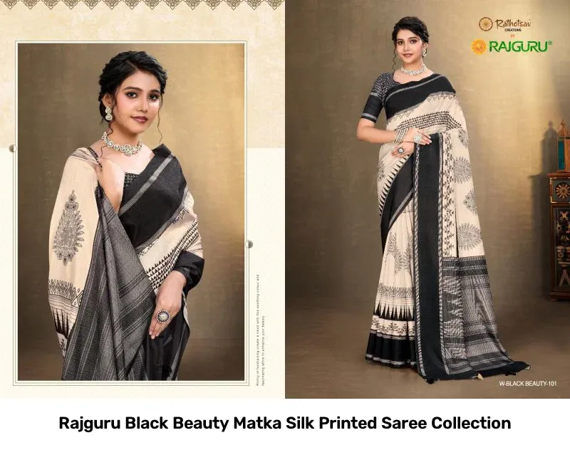 Rajguru Black Beauty Matka Silk Printed Saree Collection - Image 8