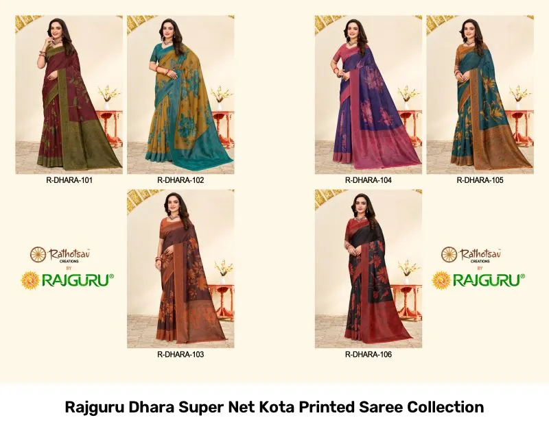 Rajguru Dhara Super Net Kota Printed Saree Collection - Image 4