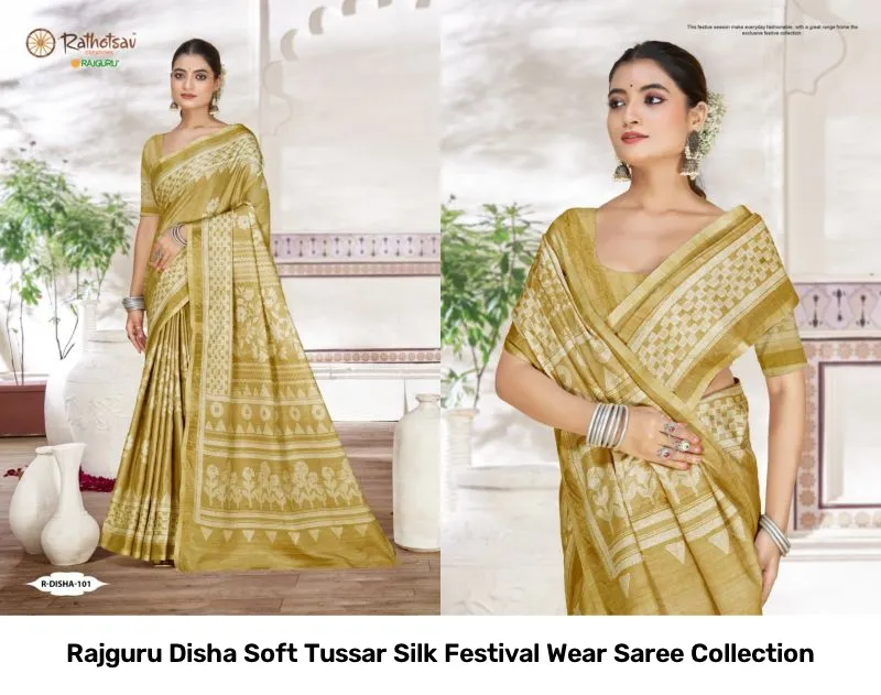Rajguru Disha Soft Tussar Silk Festival Wear Saree Collection - Image 3