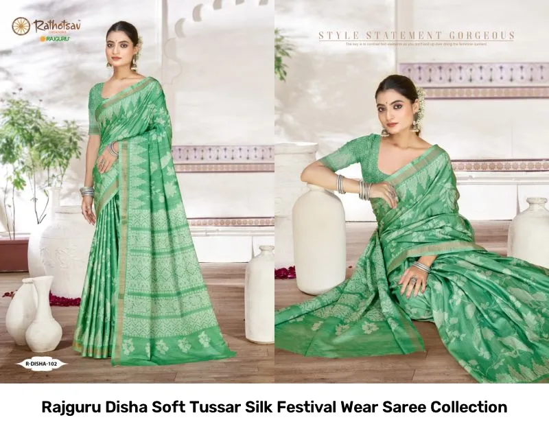 Rajguru Disha Soft Tussar Silk Festival Wear Saree Collection - Image 6