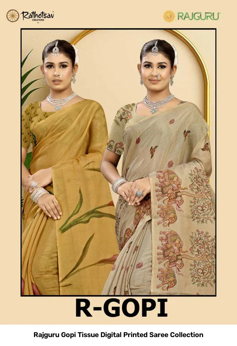 Rajguru Gopi Tissue Digital Printed Saree Collection