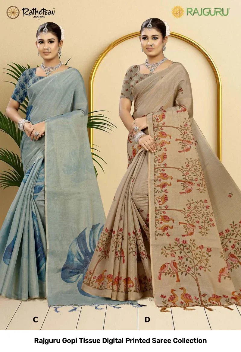Rajguru Gopi Tissue Digital Printed Saree Collection - Image 10