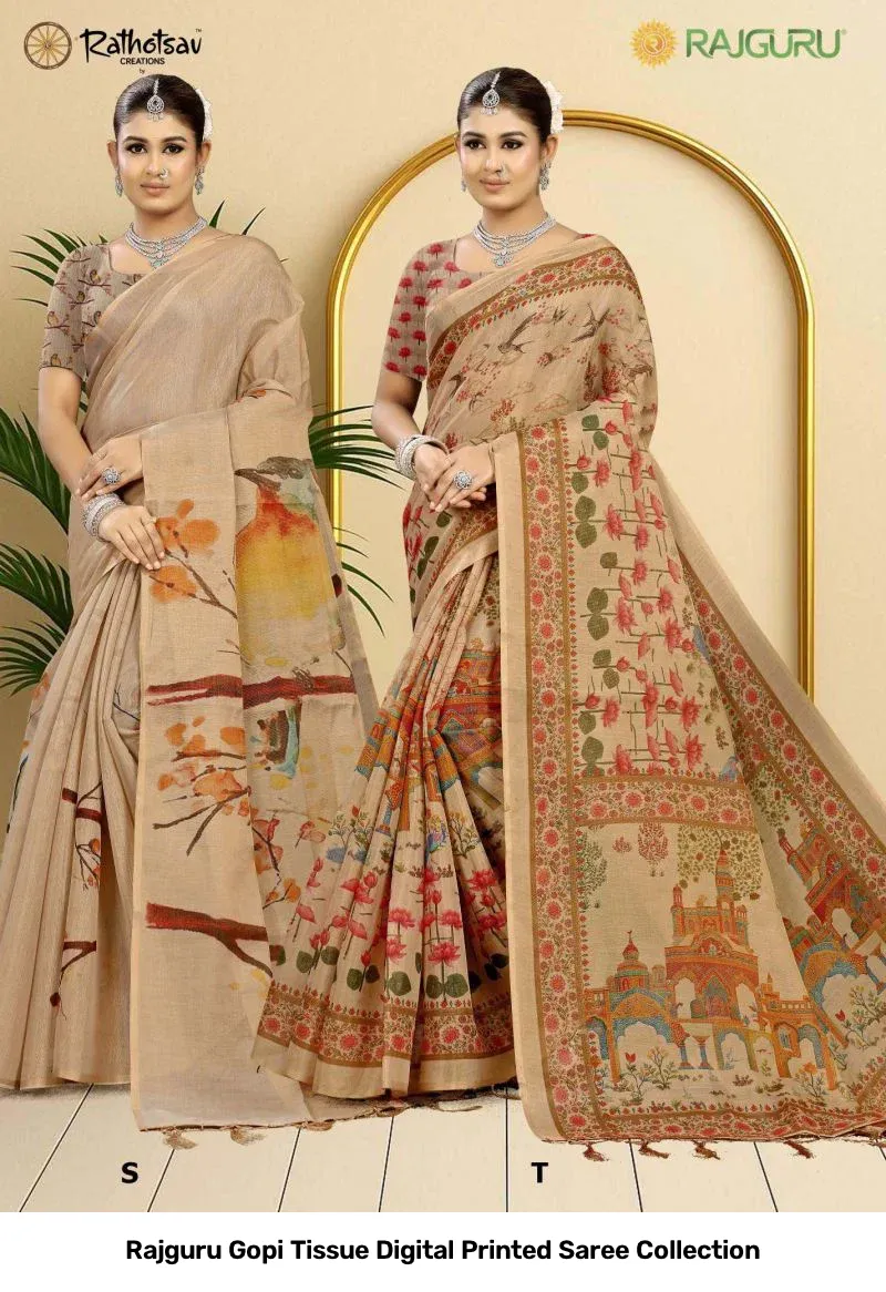 Rajguru Gopi Tissue Digital Printed Saree Collection - Image 11