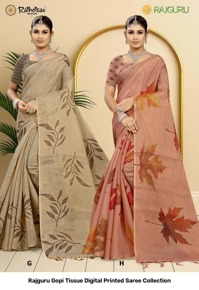 Rajguru Gopi Tissue Digital Printed Saree Collection - Image 12