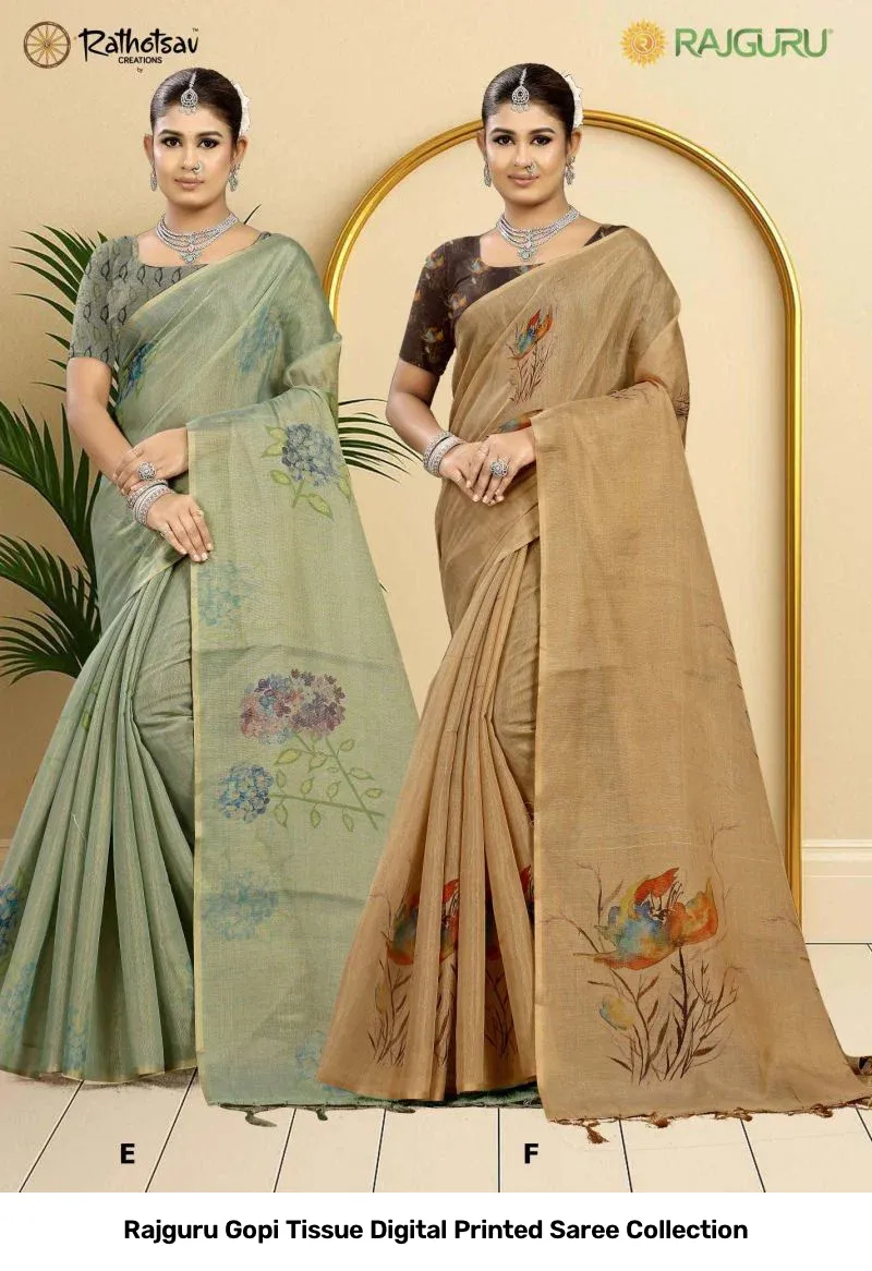 Rajguru Gopi Tissue Digital Printed Saree Collection - Image 13